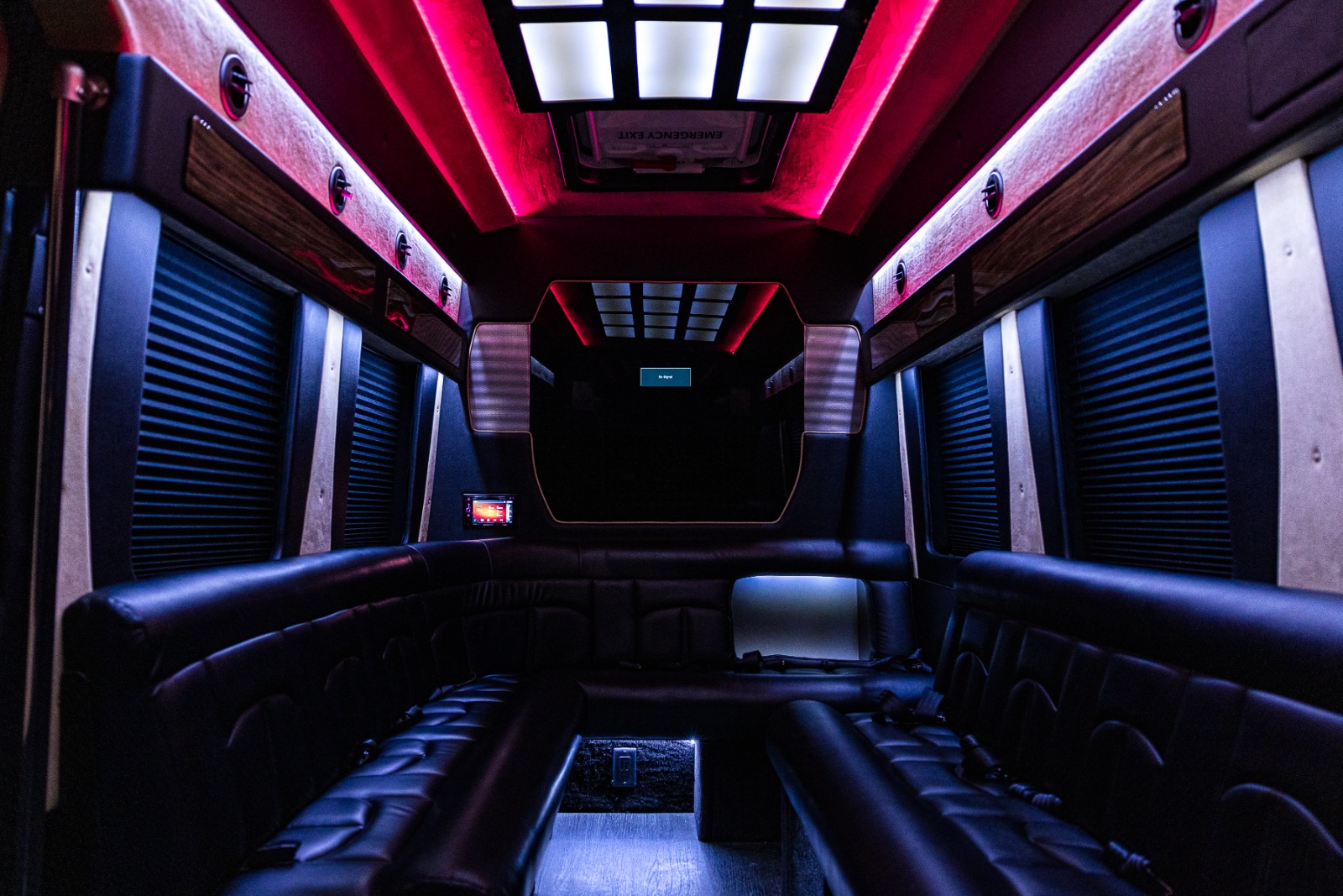 12 Passenger Black Limousine Sprinter Rental Atlanta Interior 10 1