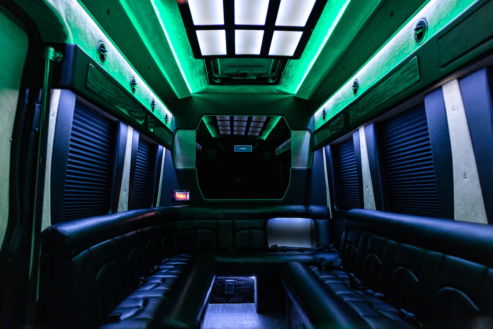 12 Passenger Black Limousine Sprinter Rental Atlanta Interior 12 1