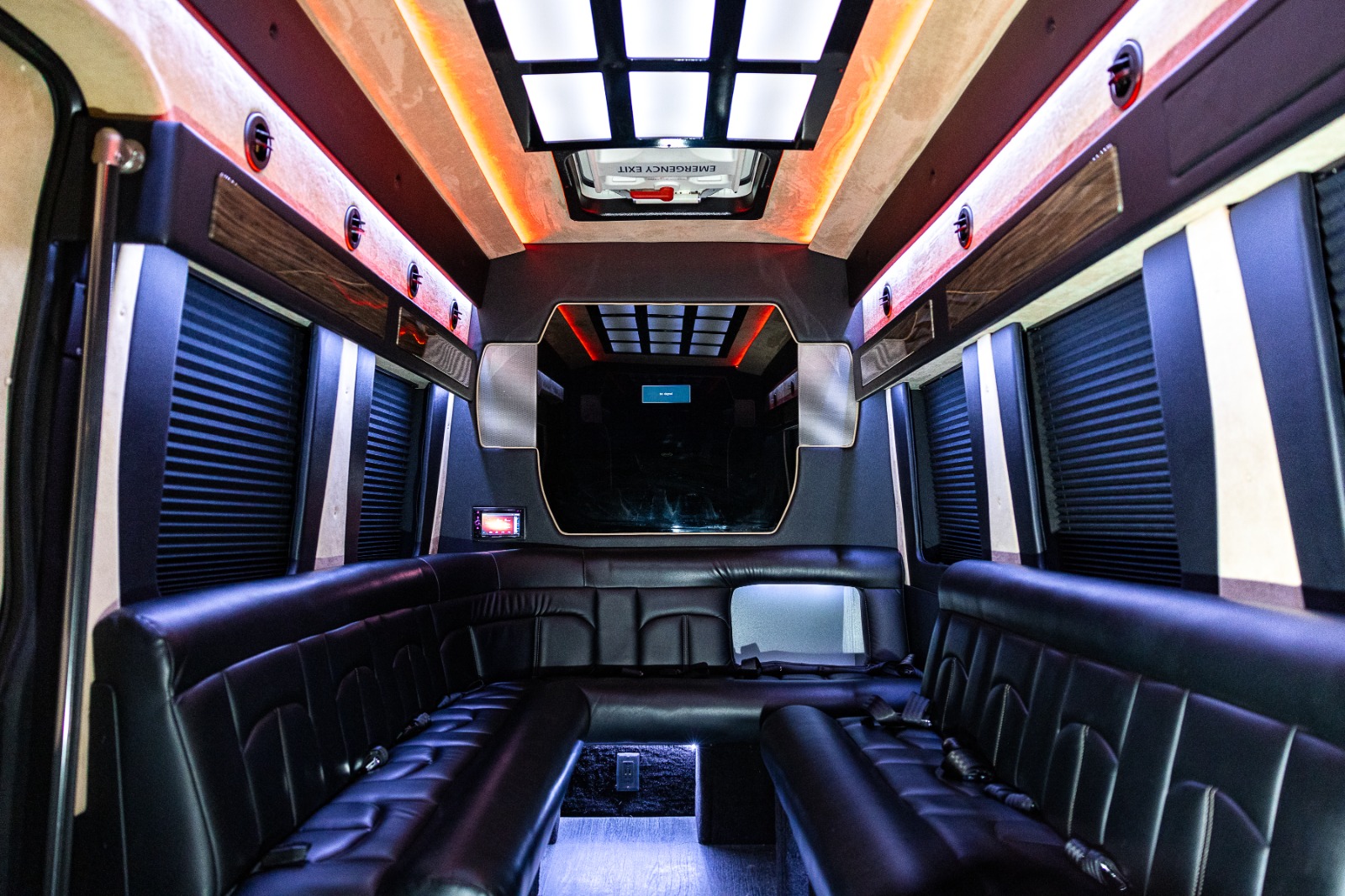 12 Passenger Black Limousine Sprinter Rental Atlanta Interior 3 1