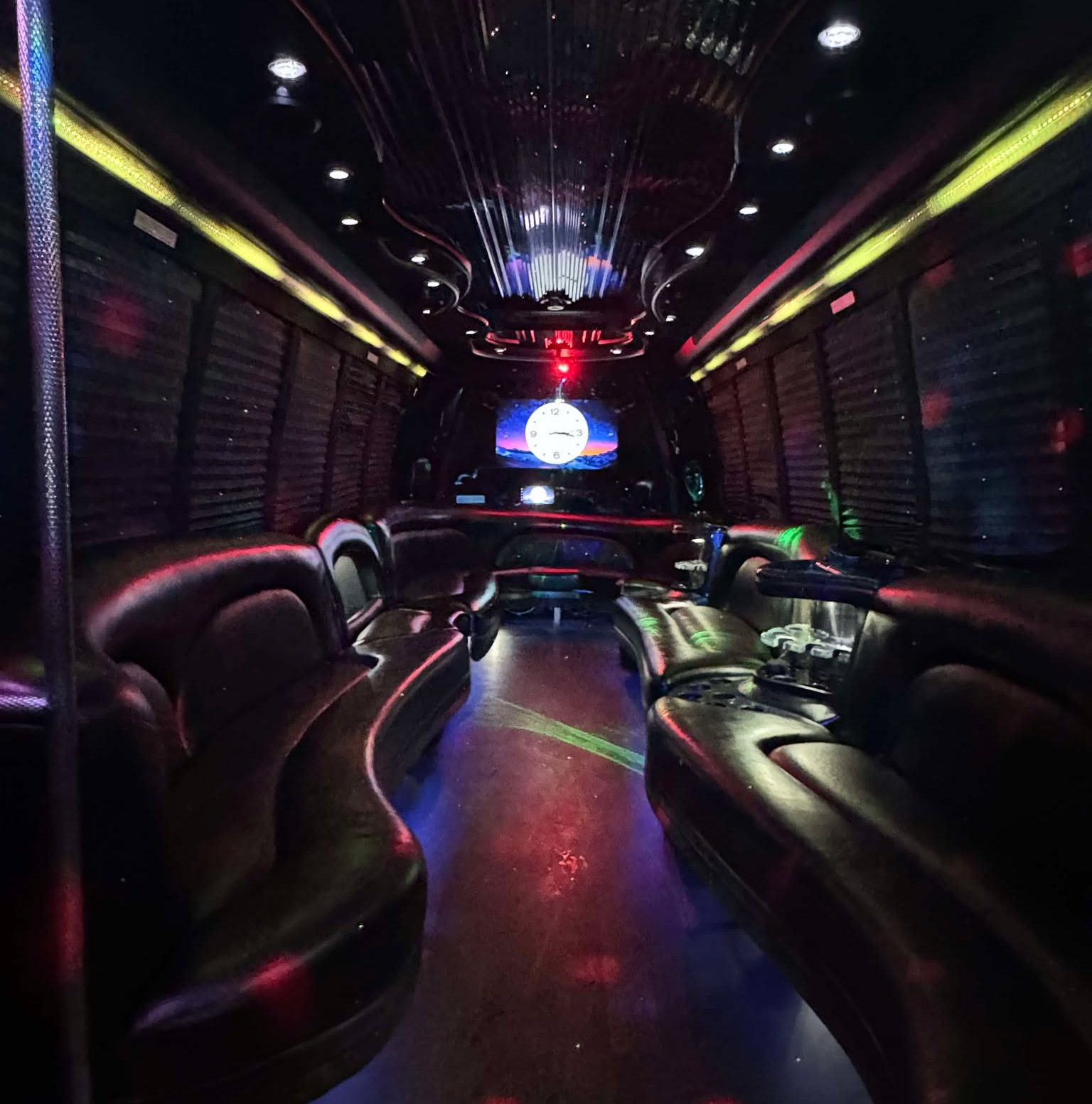 Luxury 28 Passenger Atlanta Party Buses Rental near me with premium seating LED lighting and high quality sound systems for group celebrations,